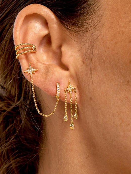 订购8周到｜MYA-BAY-DIWALI SKY-排灯节 金色 不对称 锆石 耳环［比利时设计师］ 商品图1