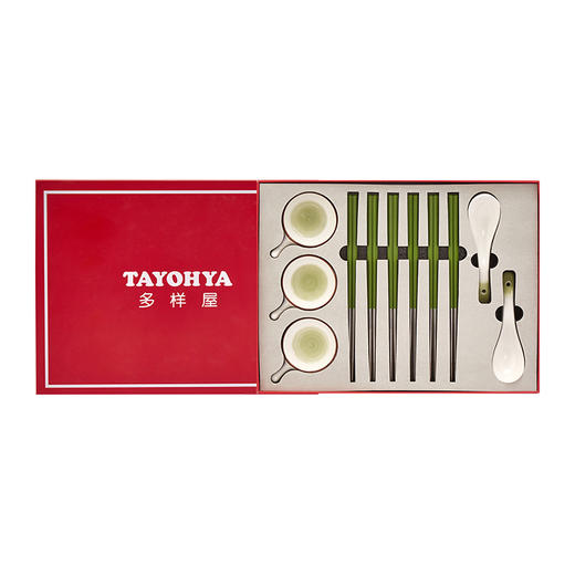 【专柜多样屋】湖光春色筷碟勺18件餐具礼盒/粉 商品图0