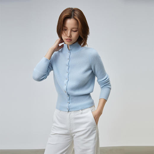 VogoPetite亲肤舒适显瘦半高领收腰开衫100%山羊绒BP133F1701 商品图3