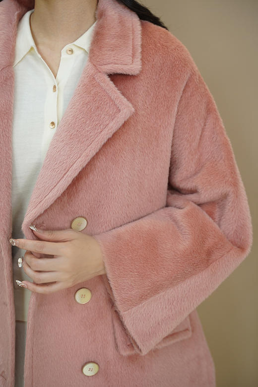 【粉M1L1】臣禾 双排扣苏力羊毛大衣K214080917 商品图5