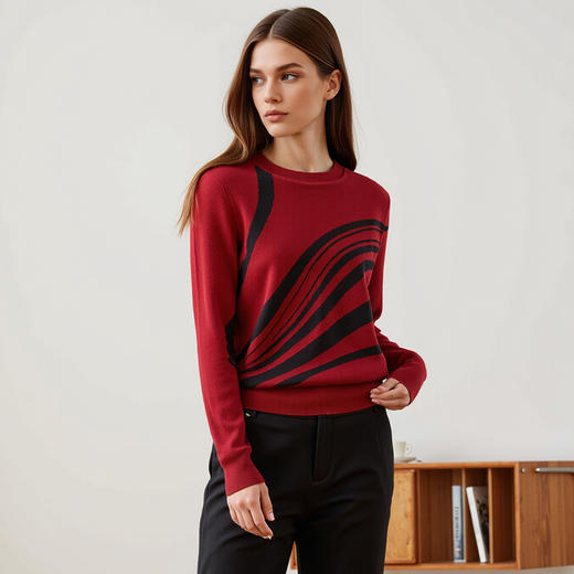 EITIE爱特爱冬季新款高级感印花显瘦百搭针织衫上衣7601309 商品图8