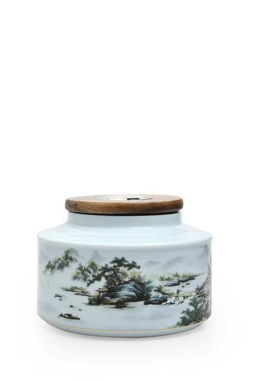 成艺陶瓷密封茶叶罐茶盒茶仓旅行高档储物罐普洱罐存茶罐复古茶具千里江山融香茶叶罐 商品图7