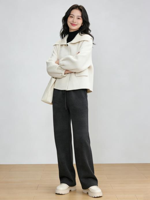 臣禾	【无龄大衣】拼接大翻领毛呢大衣短外套	JZ254080481 商品图8