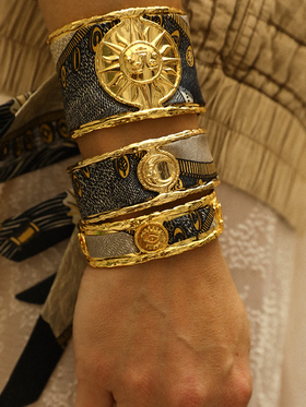 北京仓｜AN-NEE-LUNE-黑色 波西米亚 2cm 丝巾手镯［法国设计师］