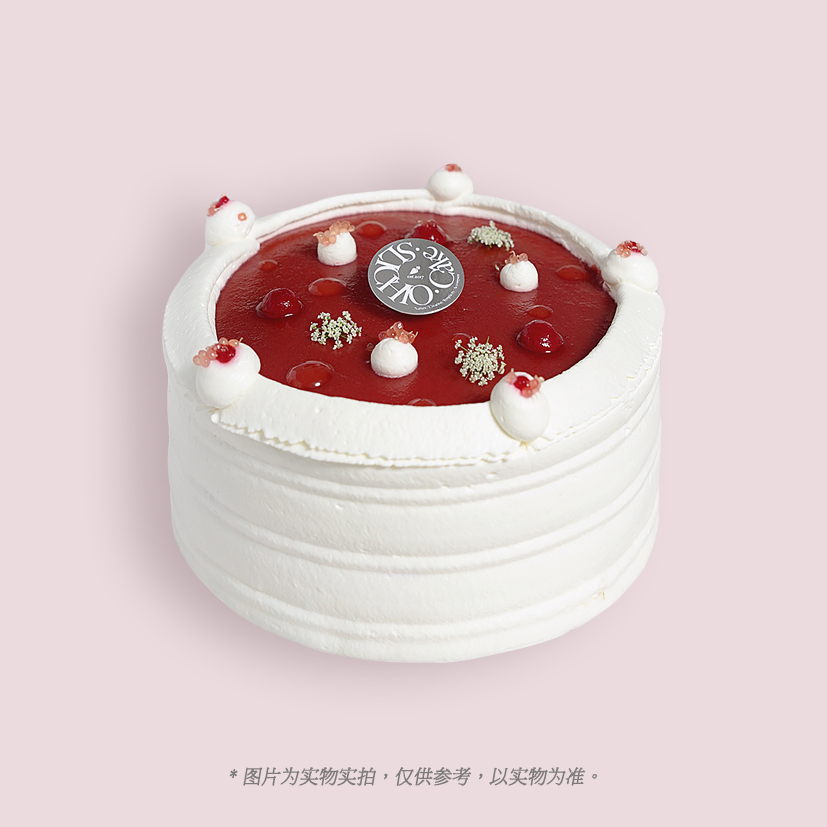 雪地牧歌 | 黑豆乳草莓保加利亚有机玫瑰奶油蛋糕