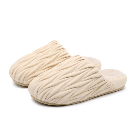 【专柜多样屋】多样屋云涧轻褶舒适拖加绒保暖拖秋冬拖鞋深栗棕（建议拍大一码） 商品图6