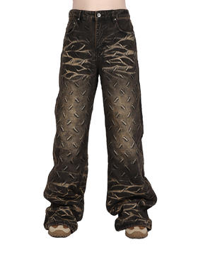 Who decides war | 复古做旧金属纹牛仔裤