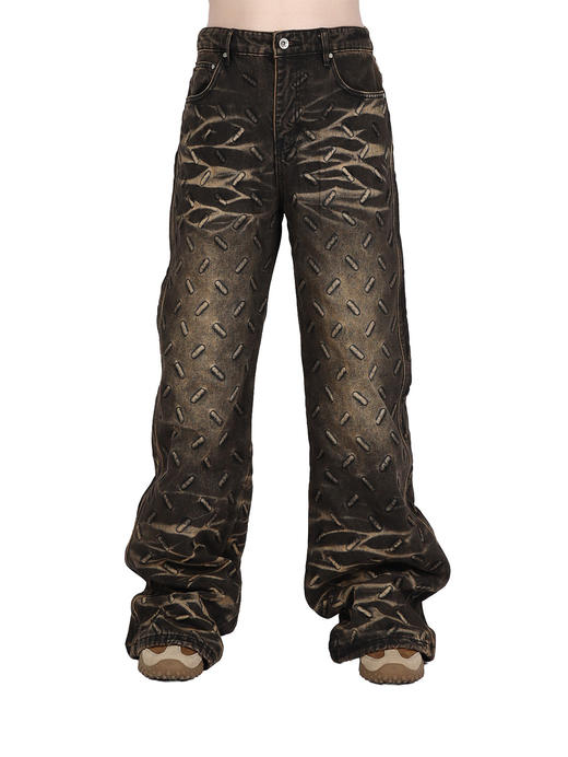 Who decides war | 复古做旧金属纹牛仔裤 商品图0