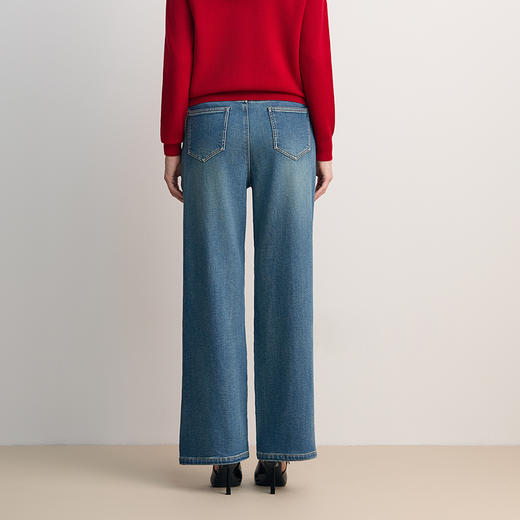 EITIE爱特爱复古牛仔直筒下摆微喇阔腿通勤时尚百搭长裤8505201 商品图4