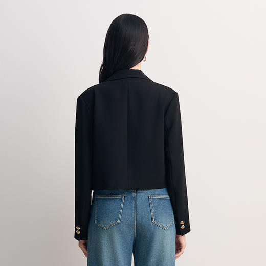 EITIE爱特爱摩登时尚单颗金属钩扣精致短款西装外套8503210 商品图5