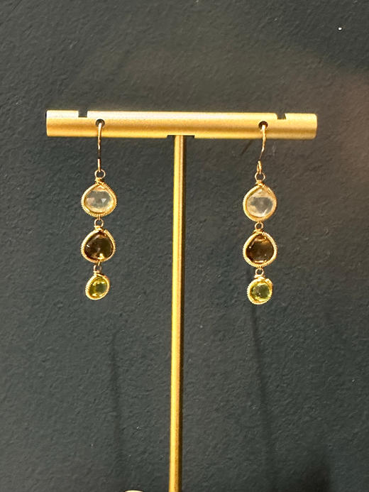 SpoiledBrat Jewelry三色宝石系列耳环 |葡萄晶/茶晶/橄榄石耳环 商品图5