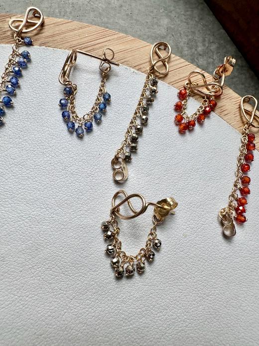 SpoiledBrat Jewelry前后立体碱水面包系列 | 珍珠/蓝色/橘色/银色耳钉 商品图0