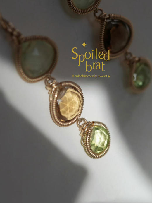 SpoiledBrat Jewelry三色宝石系列耳环 |葡萄晶/茶晶/橄榄石耳环 商品图9