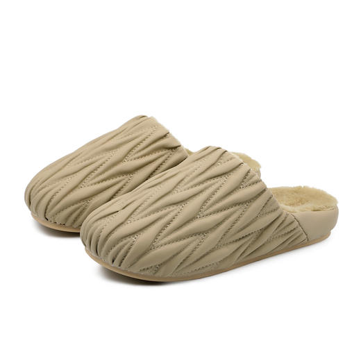 【专柜多样屋】多样屋云涧轻褶舒适拖加绒保暖拖秋冬拖鞋深栗棕（建议拍大一码） 商品图7