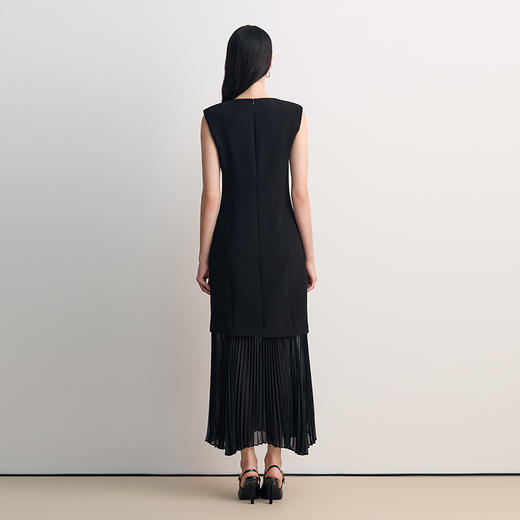 EITIE爱特爱V字领口薄透视下摆拼接设计时尚优雅礼服8577203 商品图5