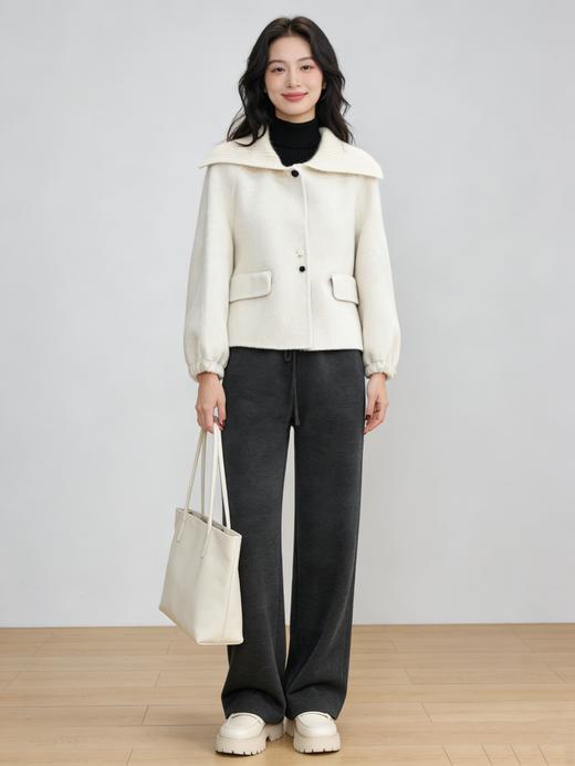 臣禾	【无龄大衣】拼接大翻领毛呢大衣短外套	JZ254080481 商品图10