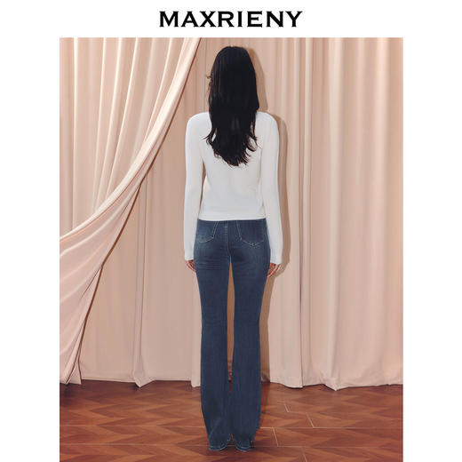 MAXRIENY修身提花v领羊毛针织衫女25秋款气质早秋穿搭长袖上衣(货号:MF86SW510) 商品图3