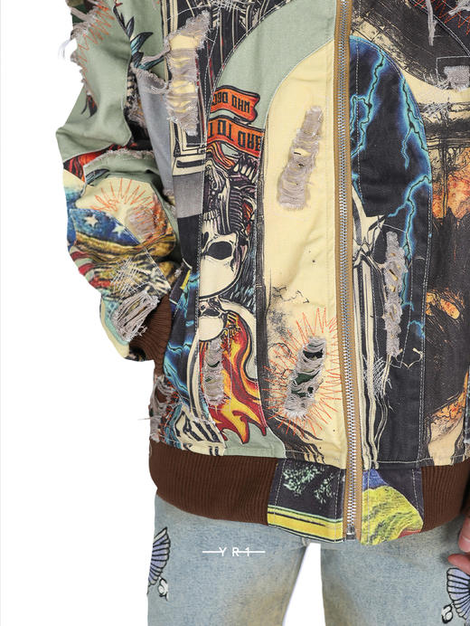 Who decides war | 复古漫画风拼接夹克 商品图6