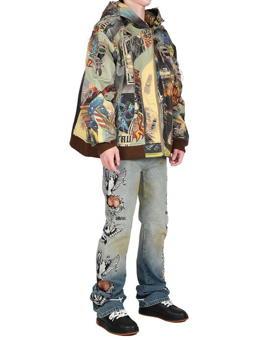 Who decides war | 复古漫画风拼接夹克 商品图2