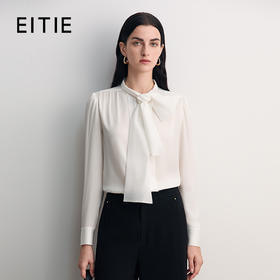 EITIE爱特爱经典法式撞料纱料飘带设计时尚优雅衬衣8509208