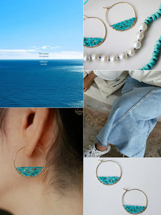 SpoiledBrat Jewelry土耳其蓝绿松石耳圈 商品图10
