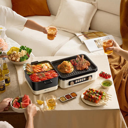 小熊鸳鸯锅电烤炉煎涮烤一体多功能两用锅火锅 商品图2