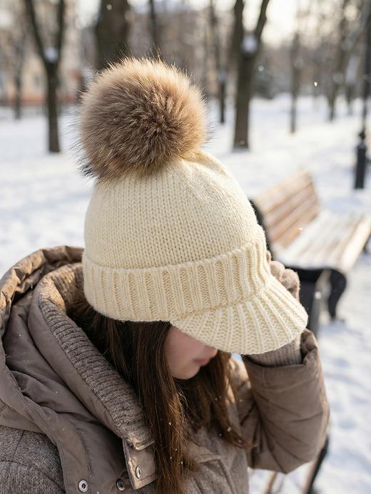 北京仓｜CA4LA-FUWA CAP3-绒球球 毛线帽（白色）［日本设计师］ 商品图0