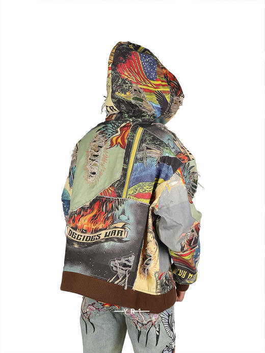 Who decides war | 复古漫画风拼接夹克 商品图5