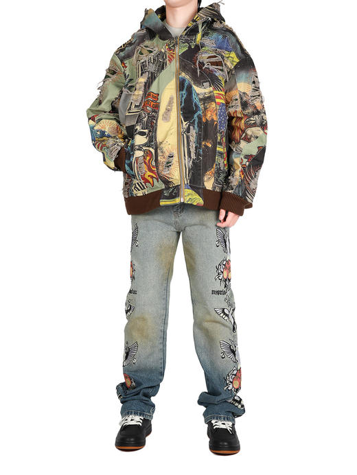 Who decides war | 复古漫画风拼接夹克 商品图4