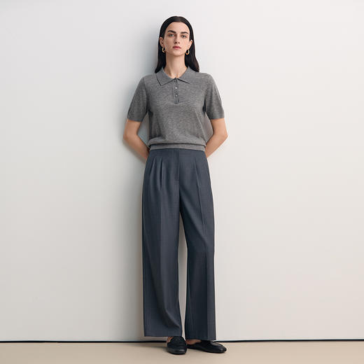 EITIE爱特爱深灰色前片褶褶皱设计直筒长裤裤子8505205 商品图1