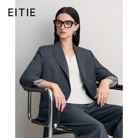 EITIE爱特爱袖里撞条纹面料翻袖口设计廓形时尚年轻长款西装外套8503204