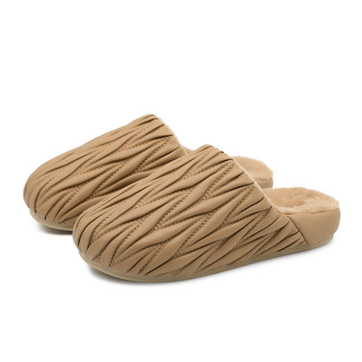 【专柜多样屋】多样屋云涧轻褶舒适拖加绒保暖拖秋冬拖鞋深栗棕（建议拍大一码） 商品图8