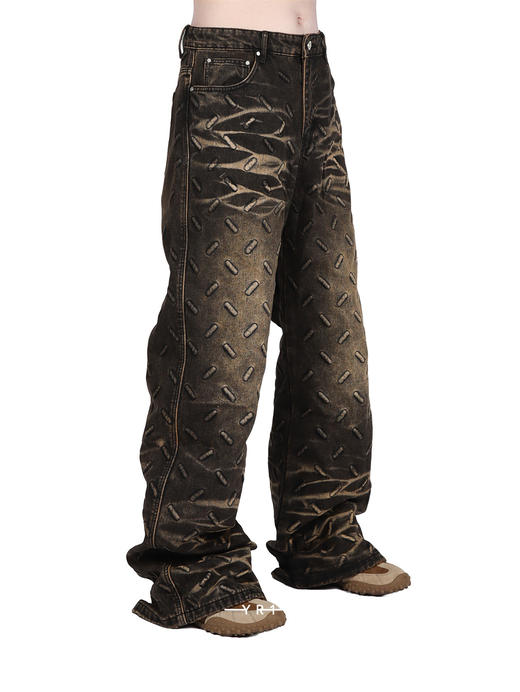 Who decides war | 复古做旧金属纹牛仔裤 商品图1