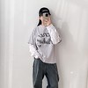 新款圆领字母刺绣拼接袖宽松假两件长袖T恤男女同款 商品缩略图0
