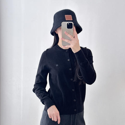 同款笑脸刺绣修身羊毛毛衣开衫小外套女早秋新款 商品图0