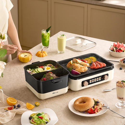 小熊鸳鸯锅电烤炉煎涮烤一体多功能两用锅火锅 商品图3