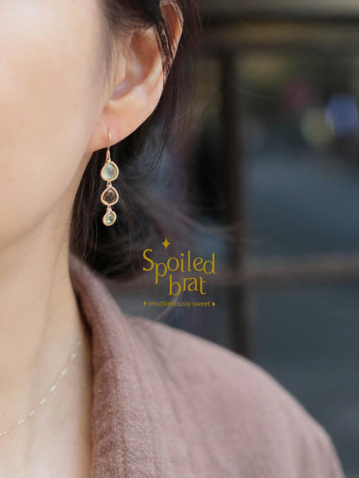 SpoiledBrat Jewelry三色宝石系列耳环 |葡萄晶/茶晶/橄榄石耳环 商品图3