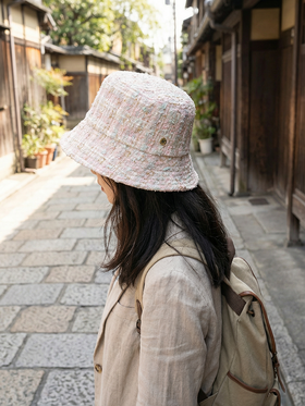 北京仓｜CA4LA-TWEED HAT 6-粗花呢 渔夫帽（粉色）［日本设计师］