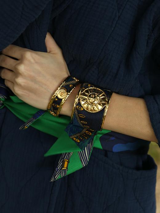 北京仓｜AN-NEE-SOLEIL-绿调 波西米亚 4cm 丝巾手镯［法国设计师］ 商品图0