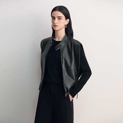 EITIE爱特爱短款背心夹克小立领拉链设计朋克机车风时尚外套8503202 商品图2