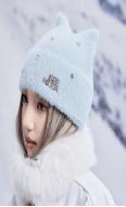 ISEEMIGGA帽兔耳仿貂绒帽-奶蓝 商品图0