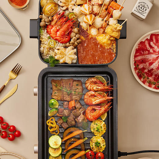 小熊鸳鸯锅电烤炉煎涮烤一体多功能两用锅火锅 商品图5