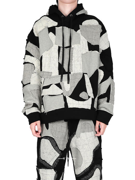 Who decides war | 拼贴布片连帽套头衫 商品图0