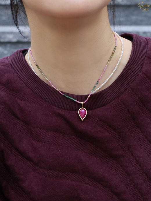 SpoiledBrat Jewelry彩色宝石吊坠系列 | 红宝石 项链 商品图3
