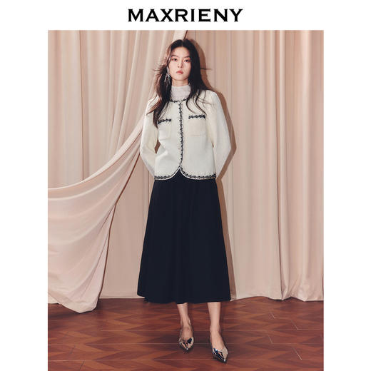 玛克门店发货：MAXRIENY法式小香风羊毛混纺外套(货号:MF86JA507) 商品图0