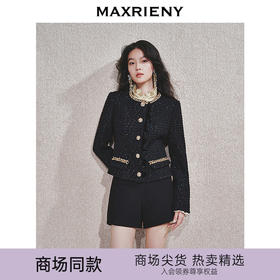 玛克门店发货：黑金小香羊毛外套女气质高级感(货号:MC85JA759)