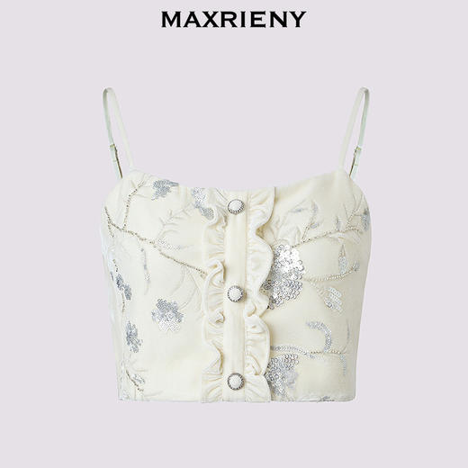 玛克门店发货：MAXRIENY重工亮片丝绒绣花吊带上衣修身显瘦(货号:MC85TP771) 商品图4