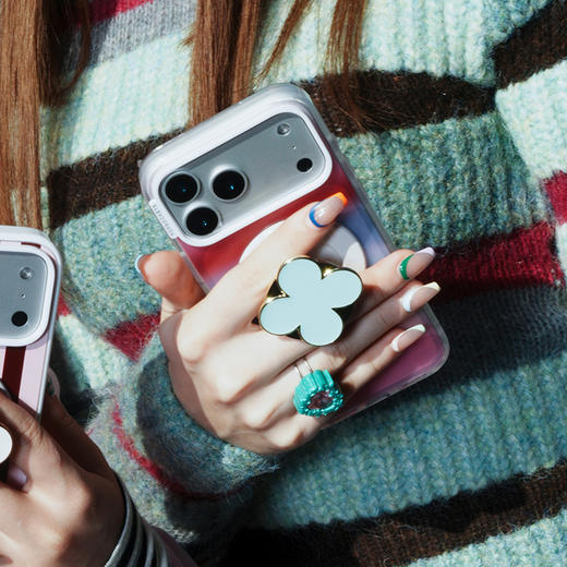 【色彩力场】天空蓝幸运草 POPGRIP泡泡骚手机粘贴式气囊支架 Enamel金属珐琅系列 蓝绿 异形 商品图1