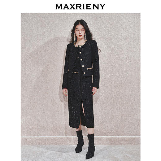 玛克门店发货：黑金小香羊毛外套女气质高级感(货号:MC85JA759) 商品图1