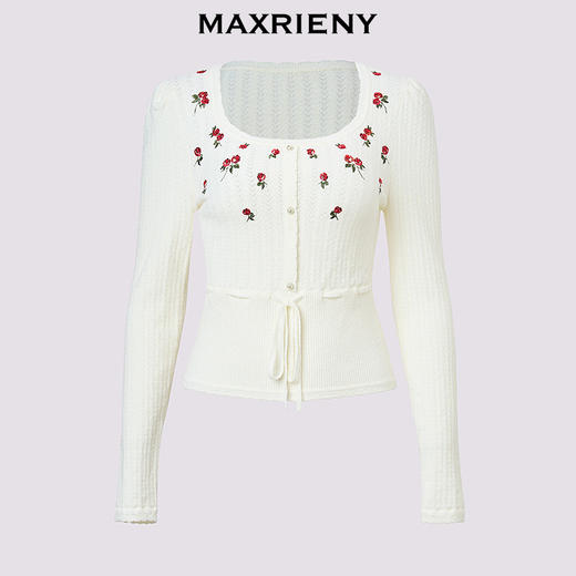 玛克门店发货：MAXRIENY玫瑰绣修身针织衫女(货号:MC85SW787) 商品图4
